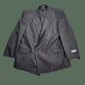NWT Hardwick Clothes Men's Suit Jacket Black 46 Reg Peak Lapel Double Breasted